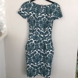 SHEIN Teal & White Cap Sleeve Floral Mini Dress
